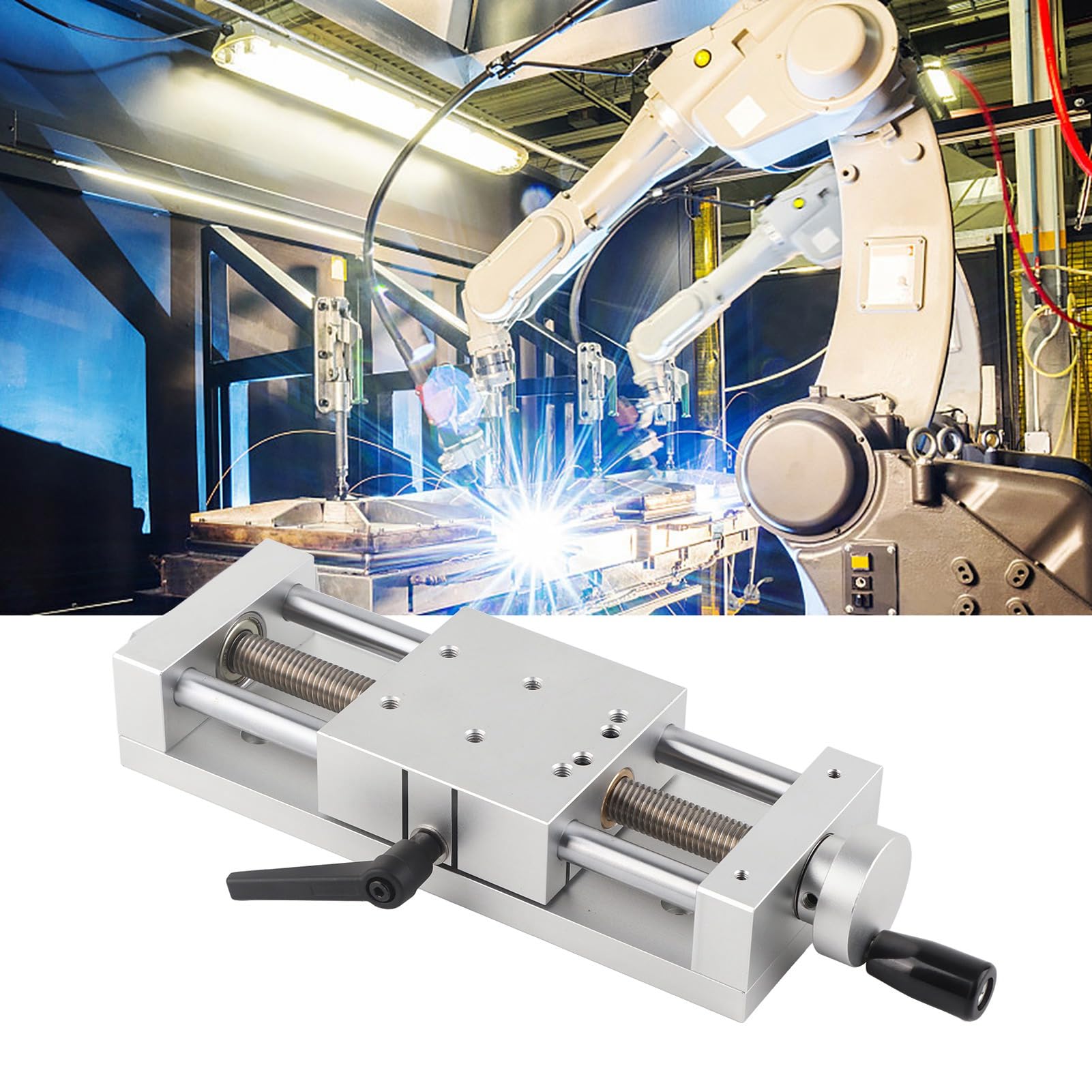 Lineartisch Schiebetisch , 196N Tragfähigkeit Manueller Tisch Schiebetisch Aluminiumlegierung anodische Oxidation Oberflächenbehandlung für Produktionsmaschinen(Hub 100mm)