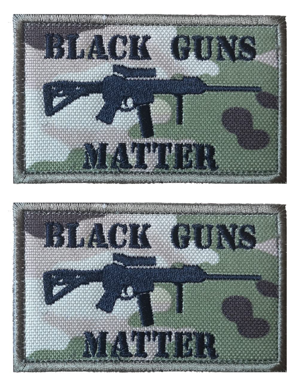 AliPlus2 PCS Black Guns Matter Patch Tactical Morale Military Patch 3D Embroidery Hook and Loop for Backpacks Caps Hats Jackets(CP)