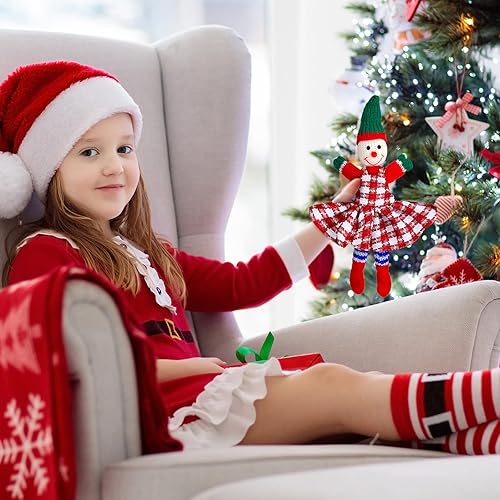 Miniatura 4 de Juego de 4 piezas de accesorios de ropa de muñeca elfo de Navidad para niño y niña, muñeca elfa, falda a cuadros, vestido de elfo de Santa y