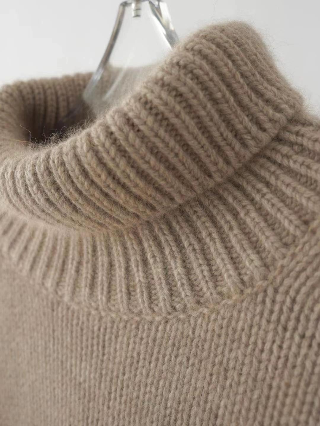 Generisch Maglione da donna in cashmere di alta qualità, con colletto alto, morbido, oversize, per autunno e inverno, in cashmere, con colletto alto