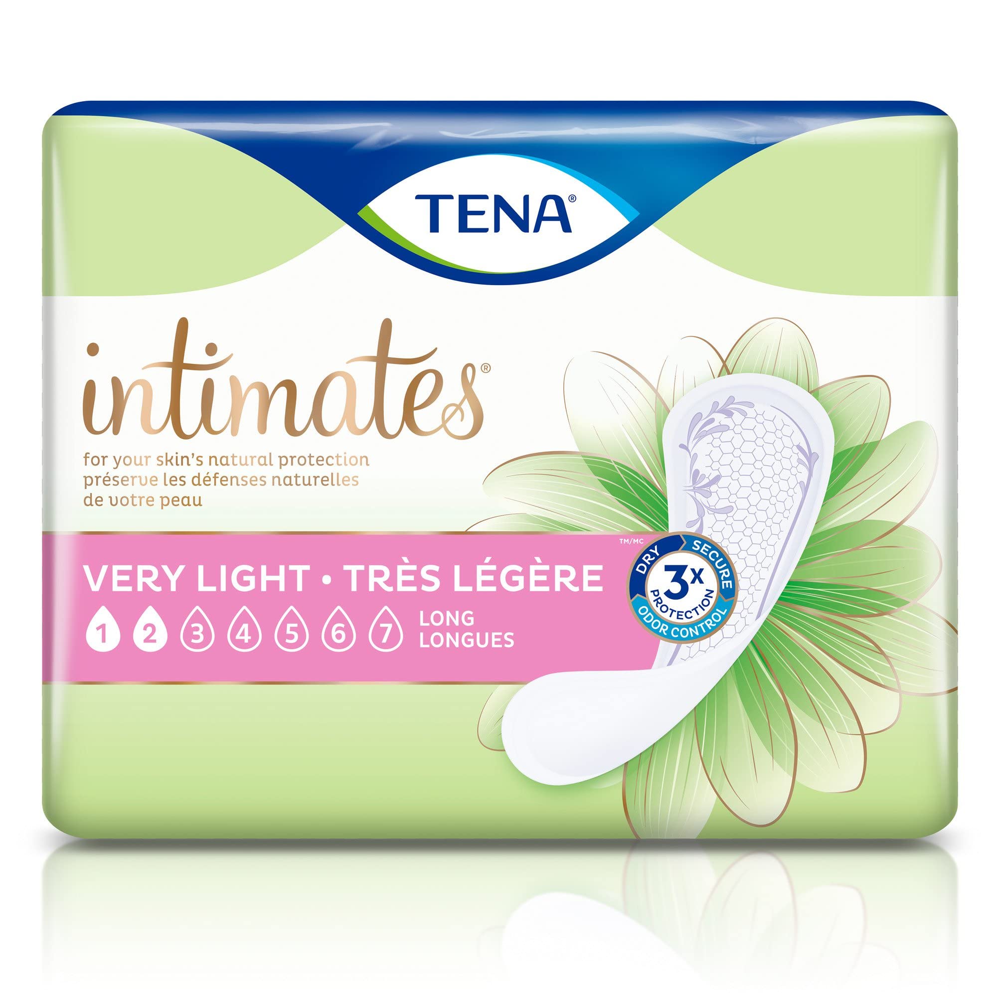 TENA Sensitive Care Extra Coverage Female Incontinent Pad Very Light Long 9" L 54291, 50 Ct