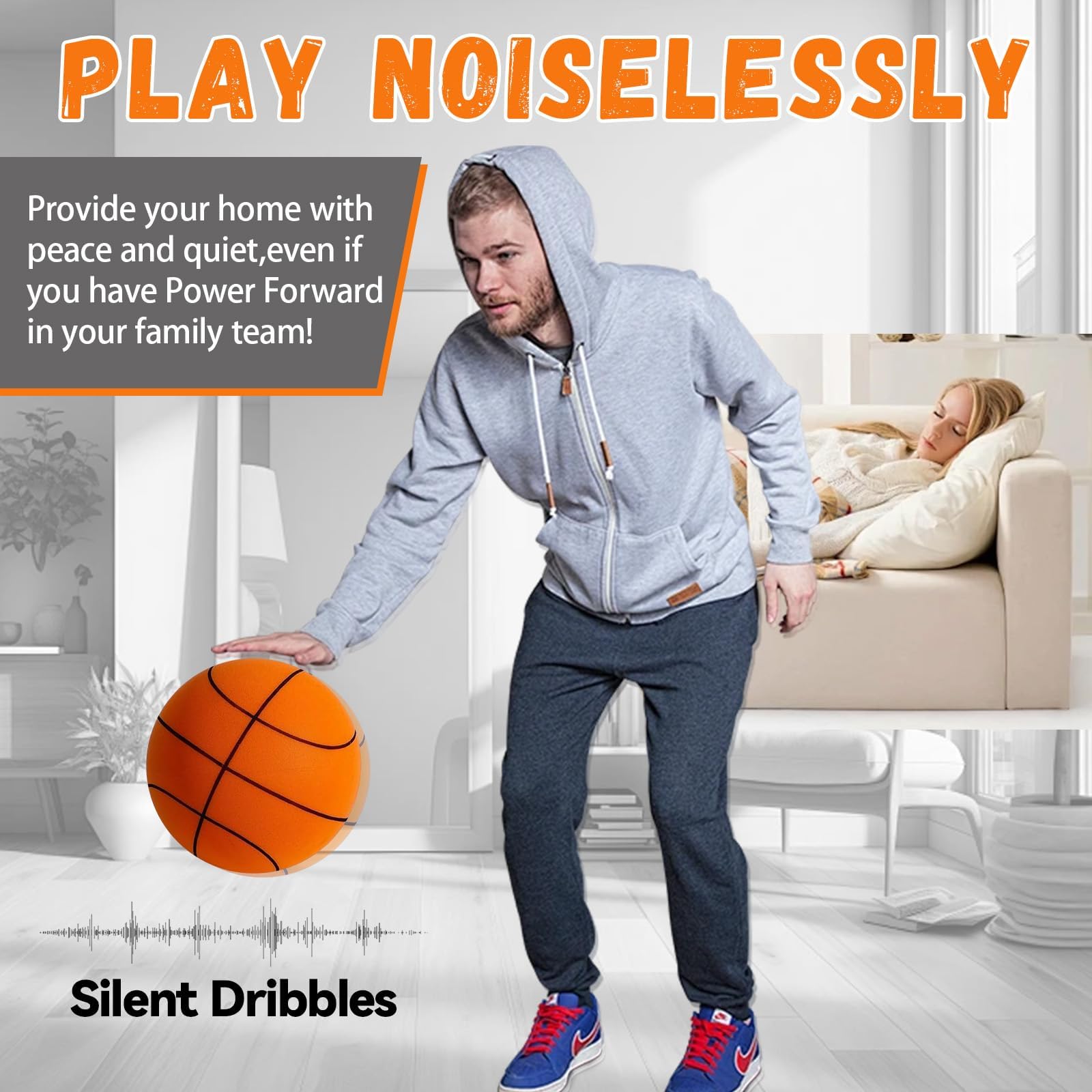 DORIMI Ballon Basket Silencieux en Mousse – Ballon de Basketball sans Bruit pour Entraînement Intérieur, Dribble Discret