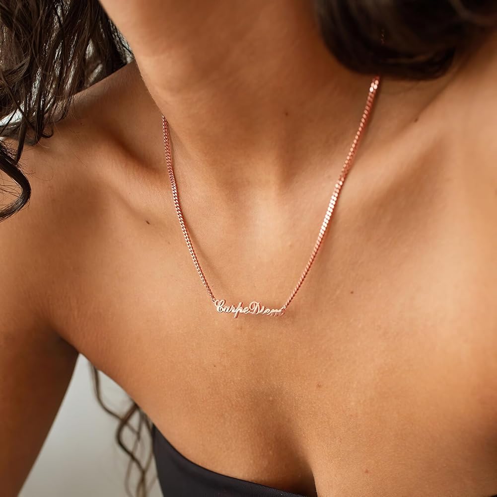 ★BLACKPURPLE★ Naming Chain NecklaceSilver 925 Sterling Silver Oval Link Chain Necklace with Bujukan