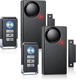 Door Alarms for Kids Safety, 110dB Loud Door Chimes When Door Opens, Door Sensor with Remote, Battery, Window Alarms for Home Security, 2 Pack,Black