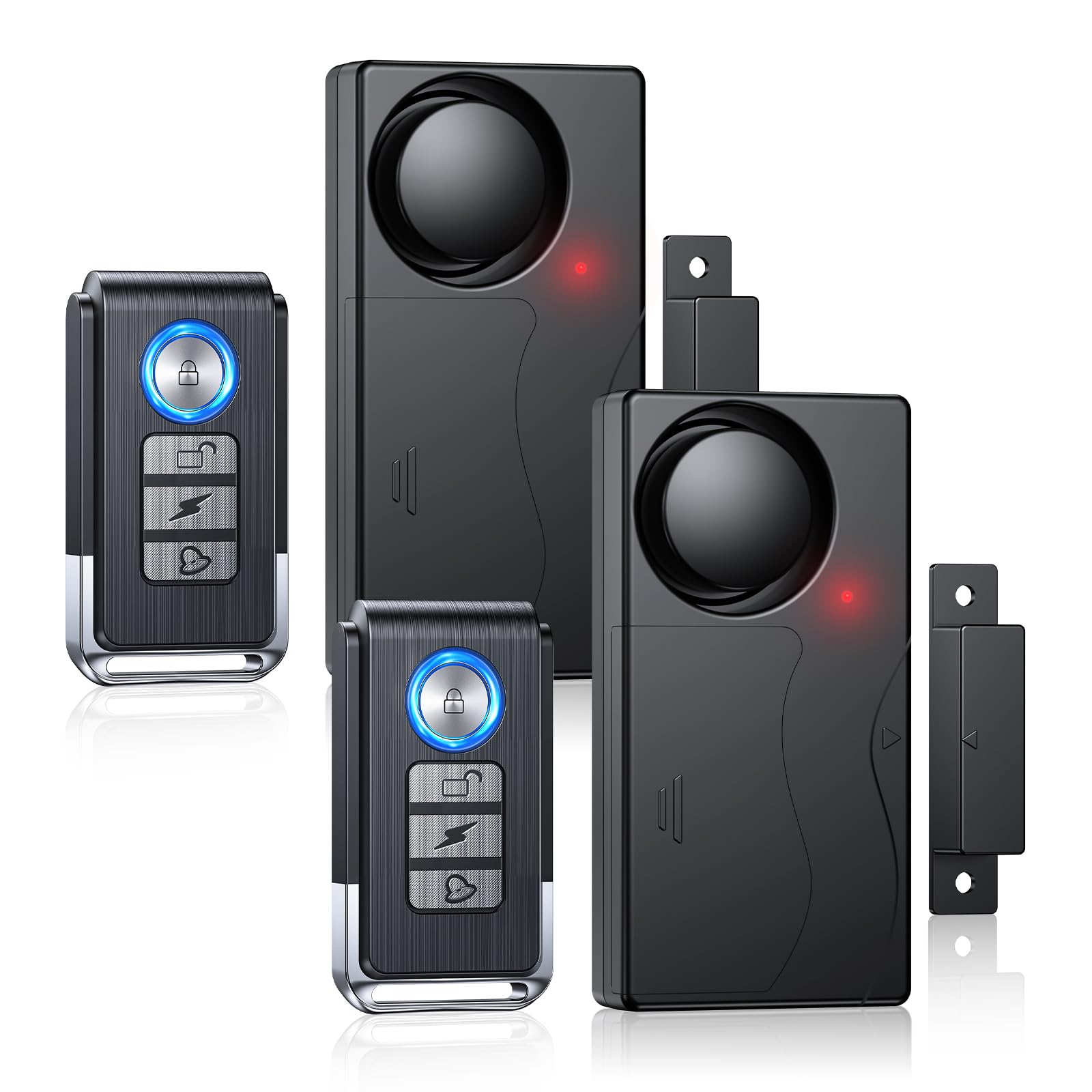 Door Alarms for Kids Safety, 110dB Loud Door Chimes When Door Opens, Door Sensor with Remote, Battery, Window Alarms for Home Security, 2 Pack,Black - 1