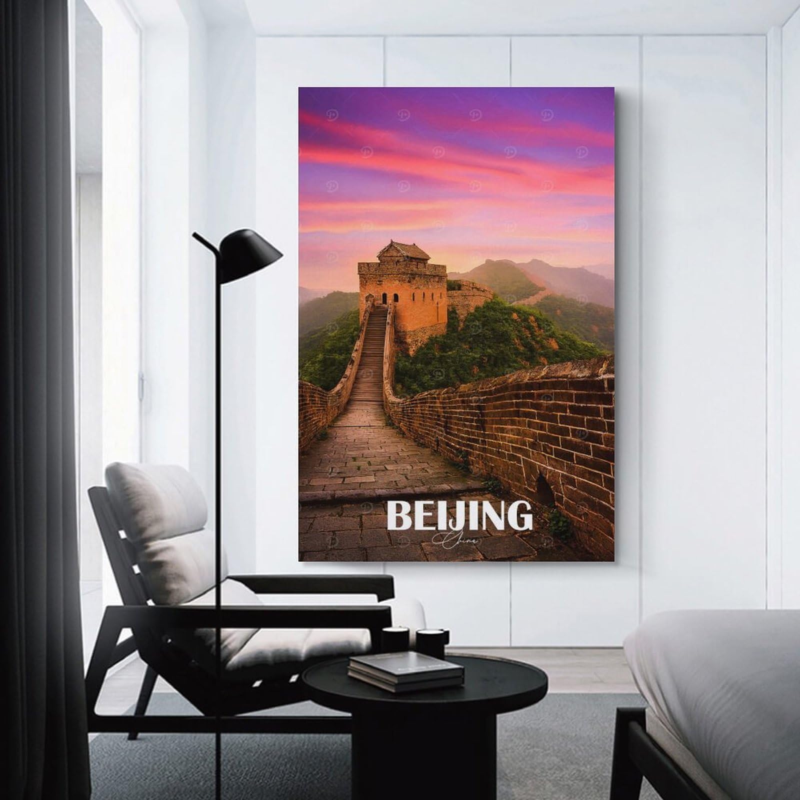Junmoney Great Wall of China, Beijing Canvas Wall Picture 24x36inch(60x90cm), for Entryway, Lounge Links Or Small Walls, Decorative Canvas Styling for Entry Areas