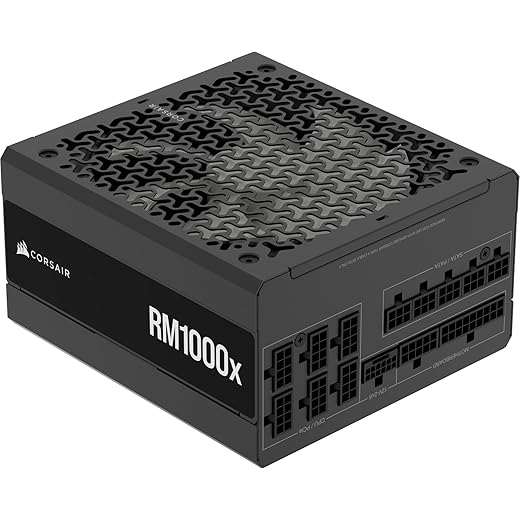 CORSAIR RM1000x ATX 3.1 PCIe 5.1 Ready Fully Modular 1000W Power Supply – Low-Noise, Cybenetics Gold Efficiency, Native 12V-2x6 Connector – Black