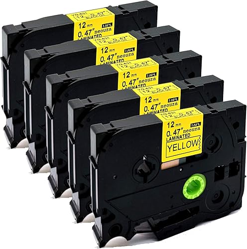 NEOUZA Cartucho de cinta de etiquetas TZE TZ laminadas, de 1532 x 1516 pulgadas, compatible para Brother P-Touch (paquete de 5), TZe-631 Negro en