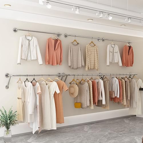 Miniatura 7 de Soporte de exhibición de la tienda de ropa de acero inoxidable Perchero de ropa, Barra de ropa simple moderna al por menor Percheros de oro,