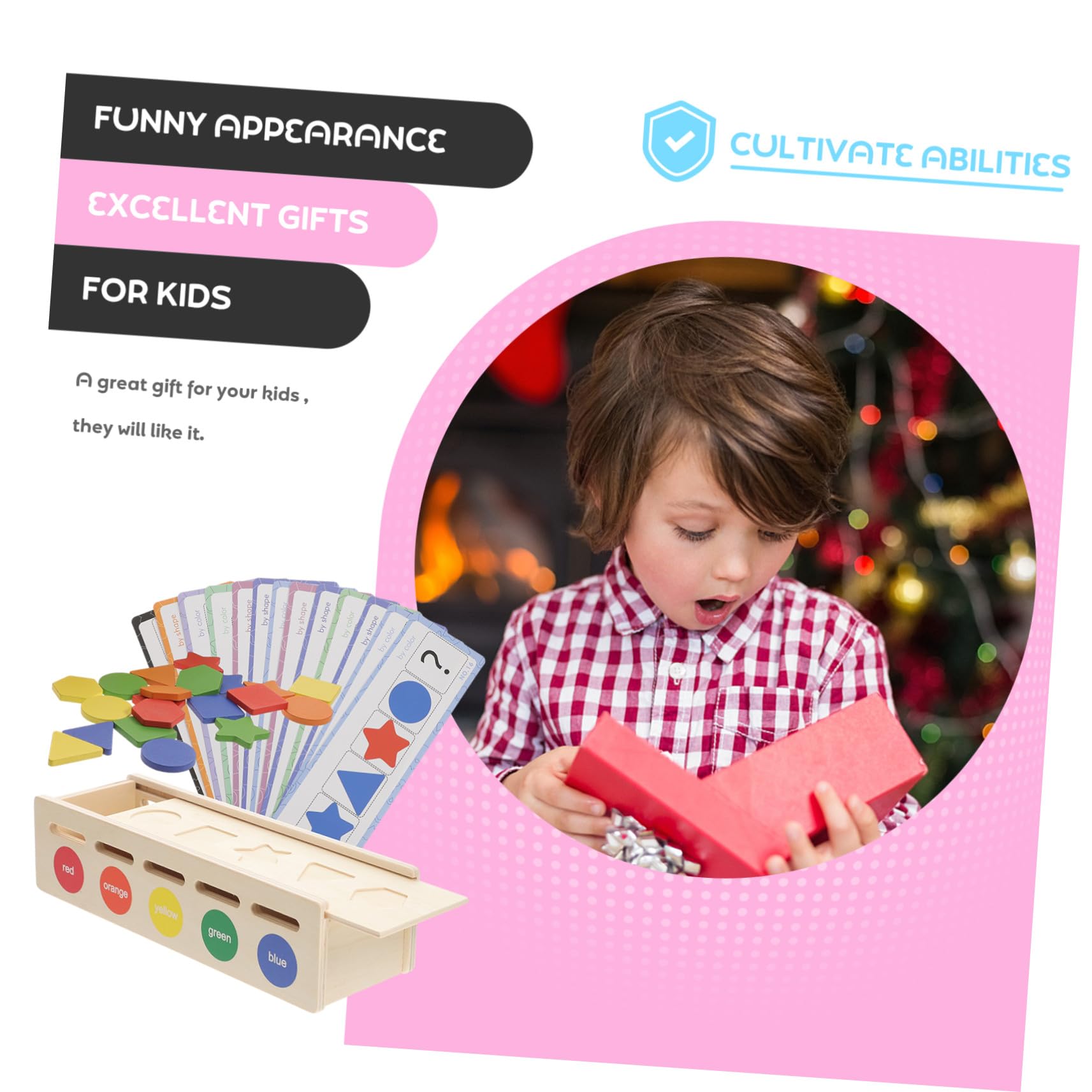 Clasificador de Formas de Madera Juguete Educativo para Bebés y Niños Pequeños para Desarrollo Sensorial y Coordinación Mano-Ojo