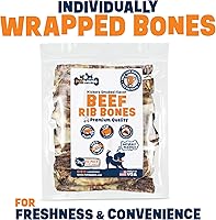 Vista 4 de Huesos de perro de un solo ingrediente, fabricados en Estados Unidos, huesos de costilla de carne de res de 8 a 10 pulgadas, huesos naturales