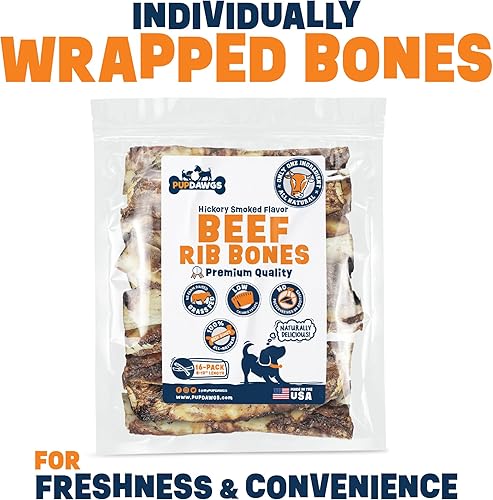 Miniatura 4 de Huesos de perro de un solo ingrediente, fabricados en Estados Unidos, huesos de costilla de carne de res de 8 a 10 pulgadas, huesos naturales para