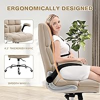 Vista 5 de ECOTOUGE Silla de oficina ejecutiva, ergonómica de terciopelo, silla de escritorio cómoda, silla de computadora con respaldo alto con ángulo