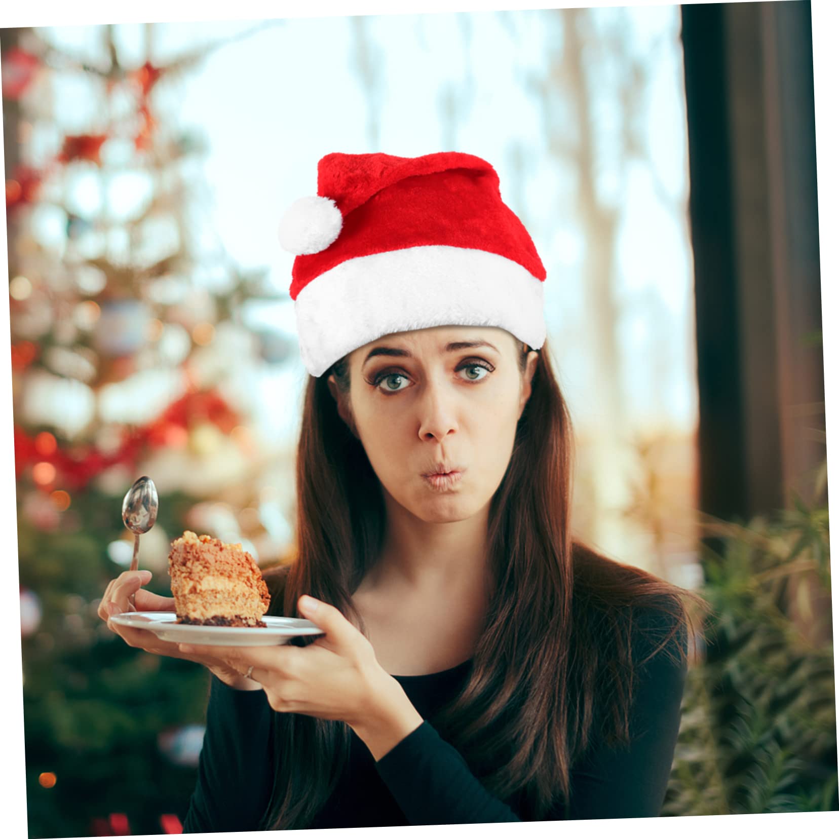 jojofuny 5 Piezas Gorro de Papá Noel de felpa gorras de navidad trajes rosas decoración regalos sombrero de navidad cálido gorro de Papá Noel brillar sombrero de Santa ropa Decorar hombre