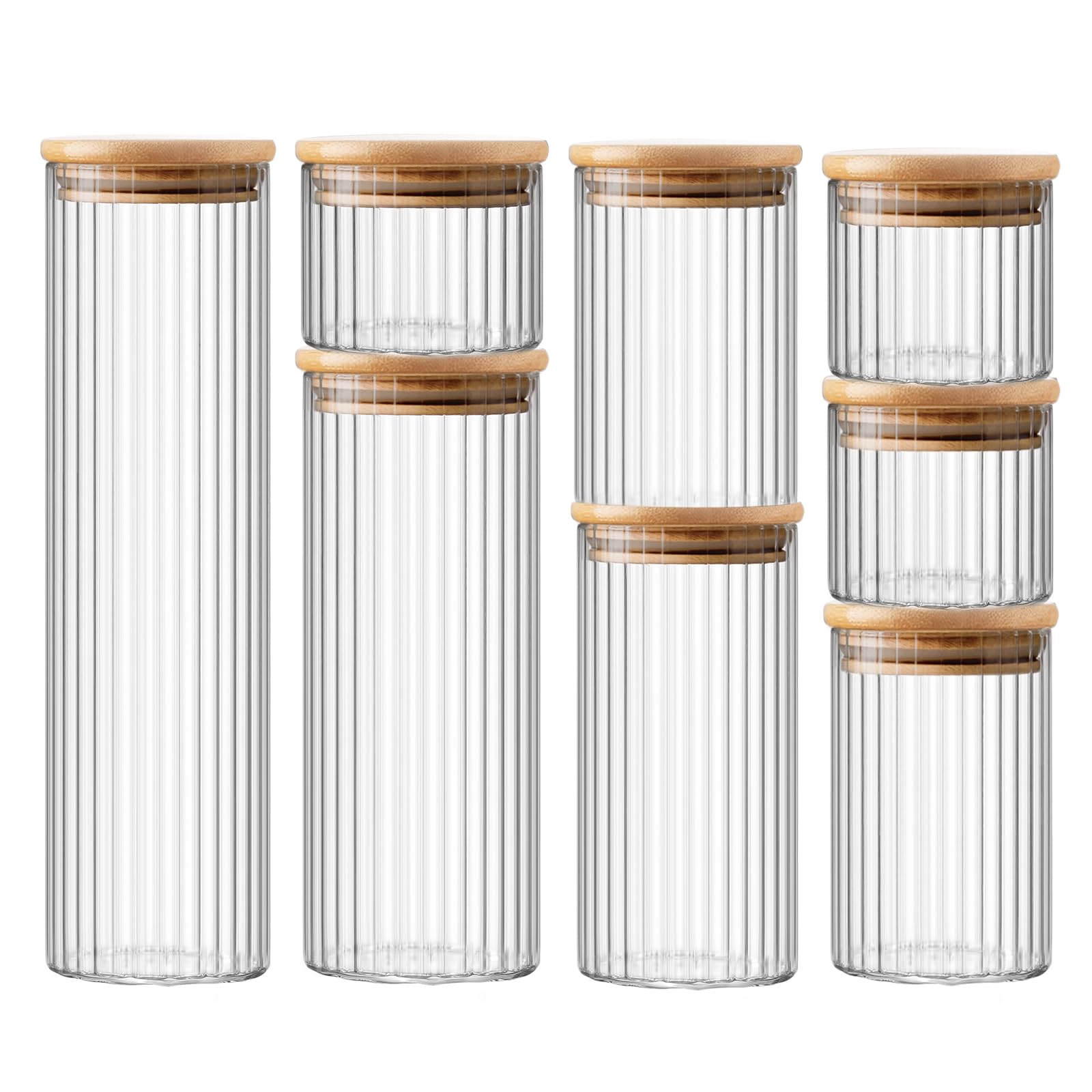 Lot de 8 Bocal en Verre Hermétique - Bocal en Verre avec Couvercle - Bocaux Verre Café Thé Sucre Épices Pâtes
