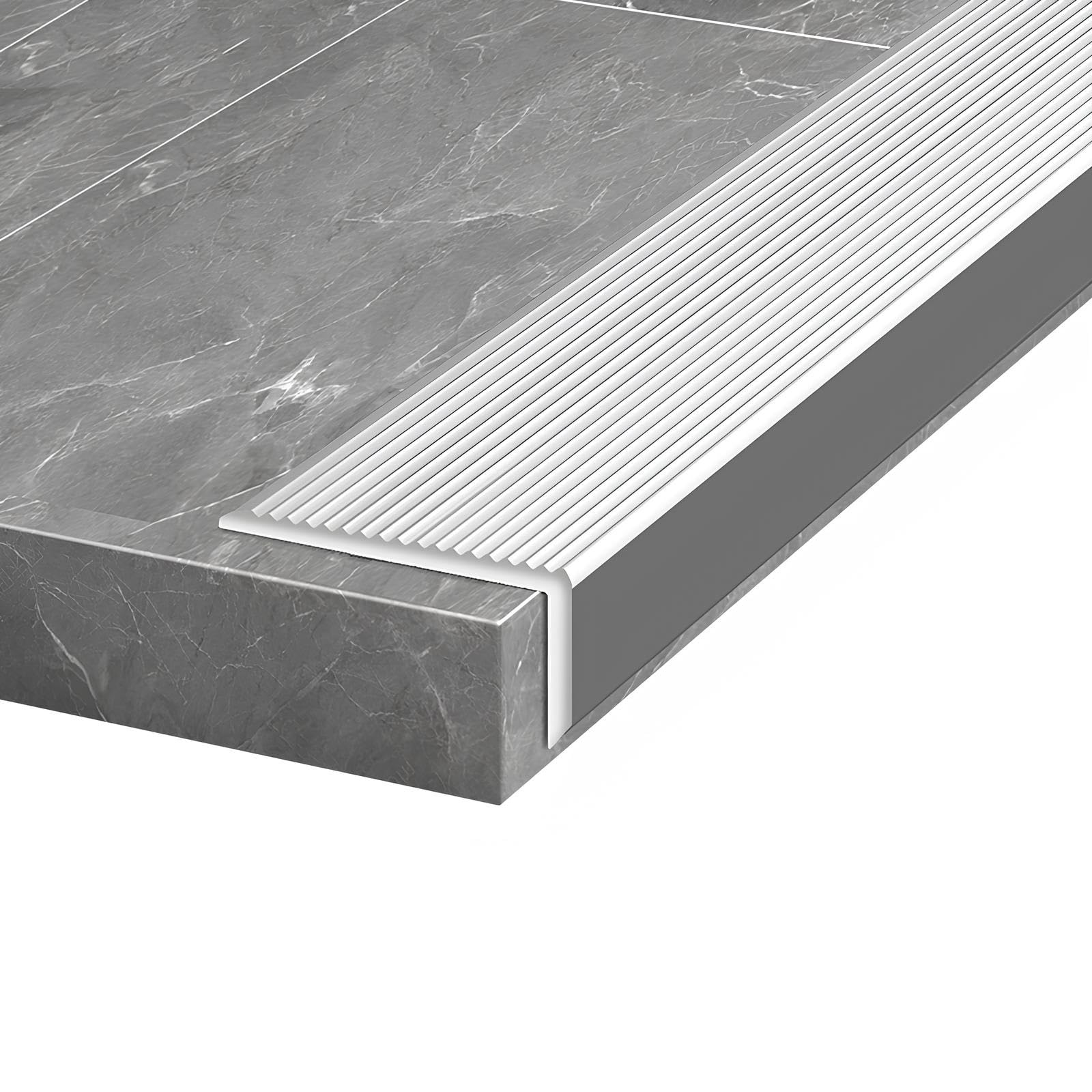 Tira de transición de aluminio impermeable para azulejos laminados y suelos de parquet (plata, 10 x 2 x 110 cm), duradera, fácil instalación, perfecta para renovación del hogar