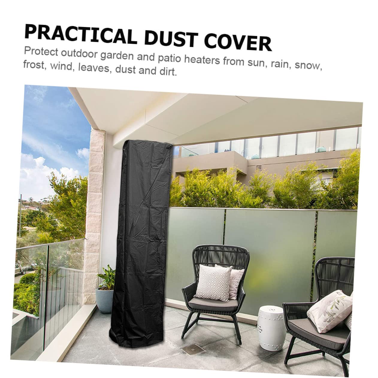 Toyvian Funda Para Calentador De Patio Reutilizable De Tela Oxford Resistente Al Viento, Tamaño 221x53x61 Cm, Exterior Para Jardín y Terraza, Cubierta Térmica Para Calefactor Al Aire Libre
