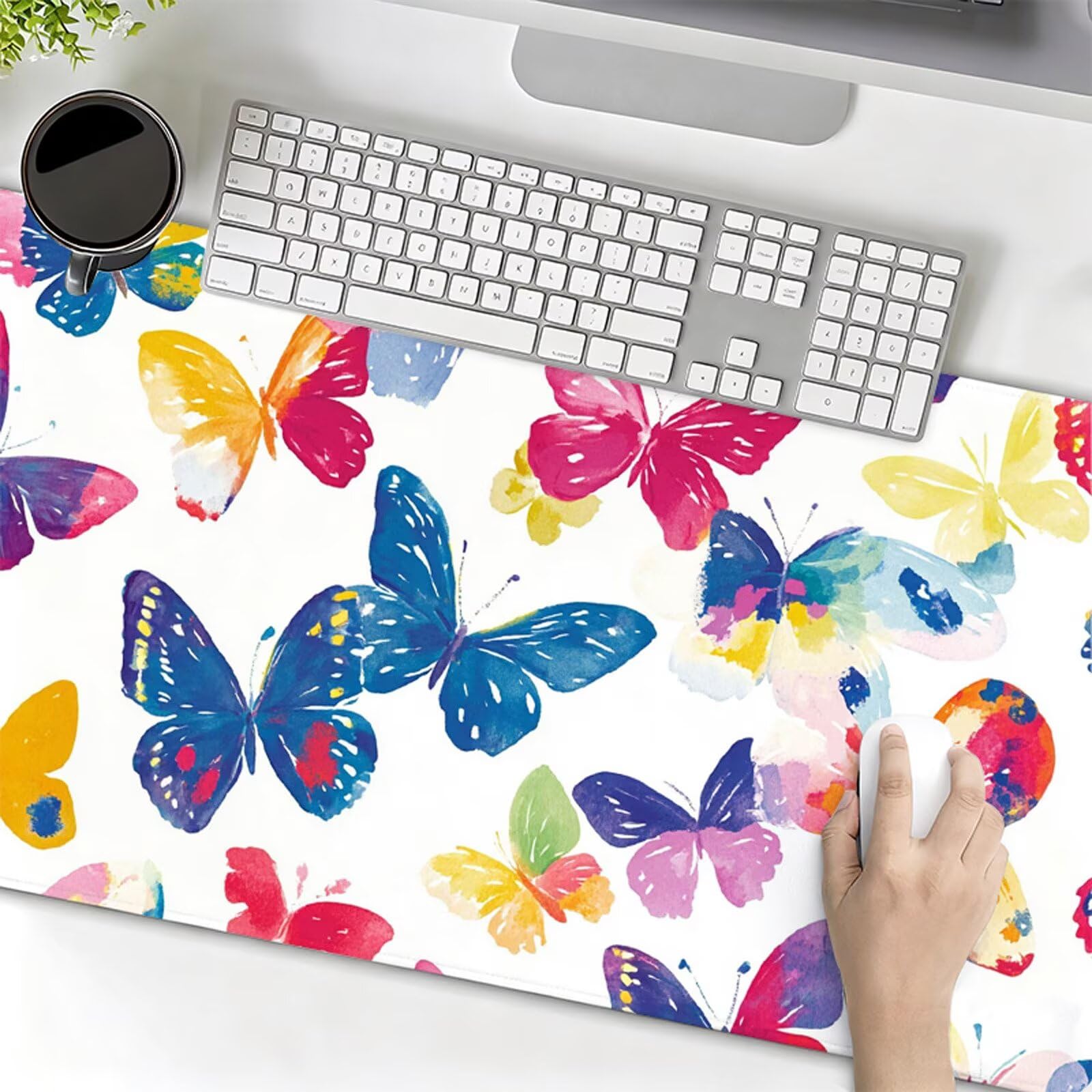 Podkładka pod mysz XXL 1200x600x3mm Podkładka pod mysz beżowa podkładka pod mysz motyl poprawia precyzję i szybkość, antypoślizgowe wodoodporne, szyte krawędzie, akcesoria do gier, komputer biurowy