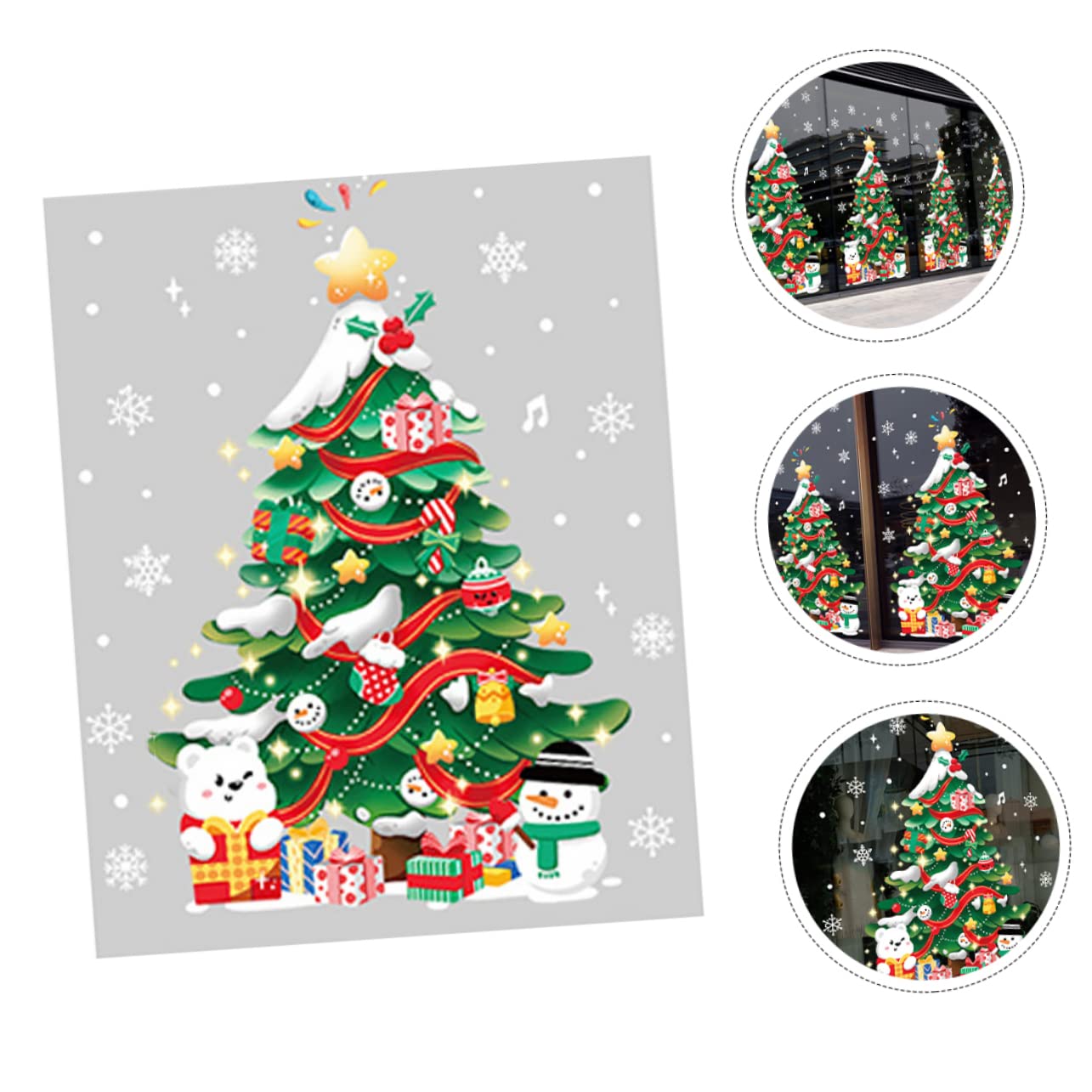 PRETYZOOM 5 Blätter Weihnachtsbaumaufkleber Winterfenster Aufkleber für die Weihnachtsvitrine weihnachts wanddeko weihnachtswanddeko schmücken Cartoon-Wandaufkleber Wandtattoo