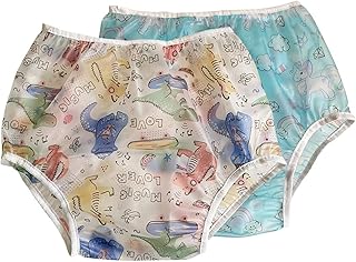 Reusable Washable Waterproof Incontinent Underpants Cover-up Diaper for Patients Elders Men and Women-2 Pieces? (White&Blue,Large)