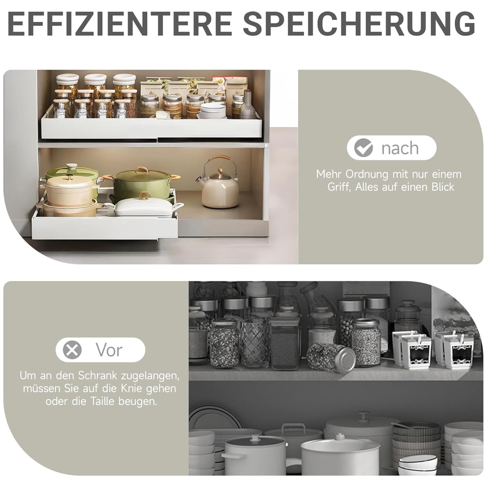 Generico Ausziehbare Haushalts-Organisatoren – Klebetablett zum Herausziehen | Die Schubladen sind ausziehbar | für Küche, Speisekammer, Apartment, Bauernhaus, Bad, Schlafzimmer, Arbeitszimmer