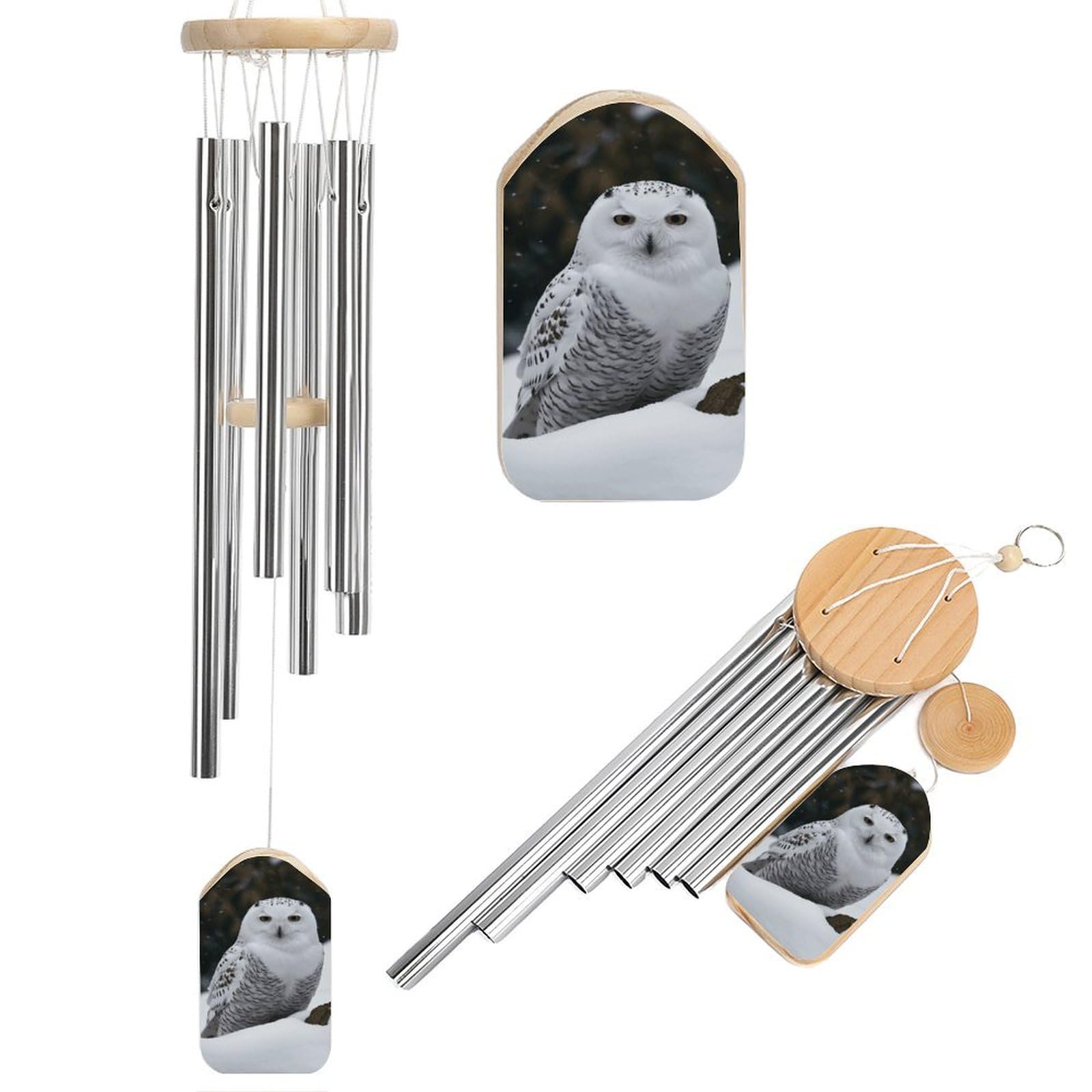 Snow Owl Wind Chimes, Soothing Melodic Memorial Windchimes Soothing Melody Wind Chime Handcrafted Hanging Decoration for Home Garden Balcony Courtyard Decor