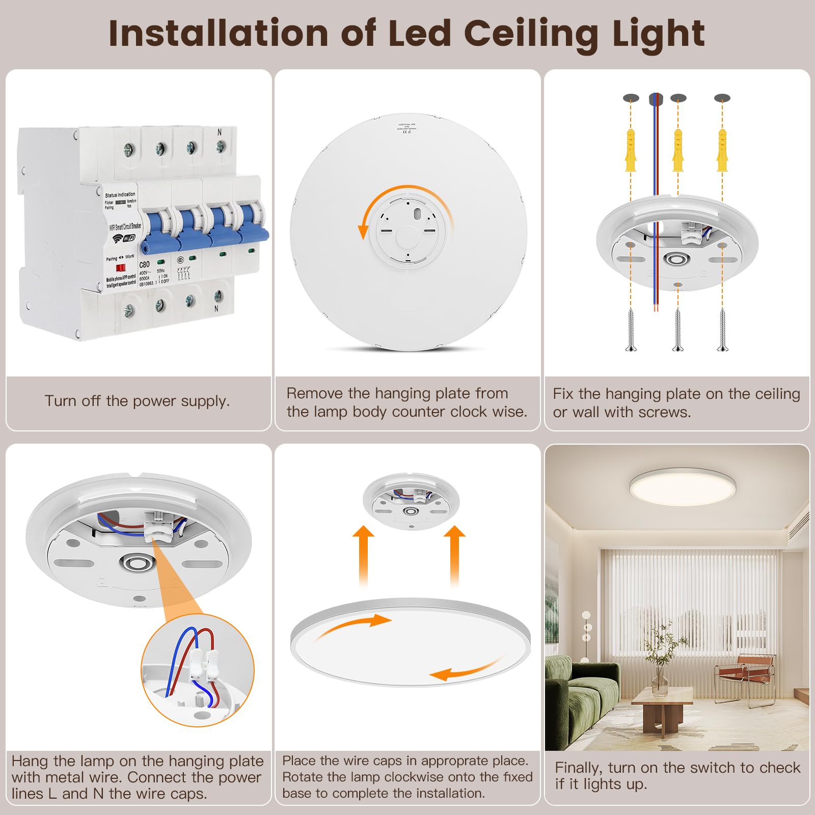 Ø50cm Deckenleuchte, 48W deckenlampe led mit Fernbedienung Dimmbar 3000K-6500K, 4800Lumen Modern Deckenlampe Wohnzimmer Ultra Dünn 2.1CM für Schlafzimmer Badezimmer küche
