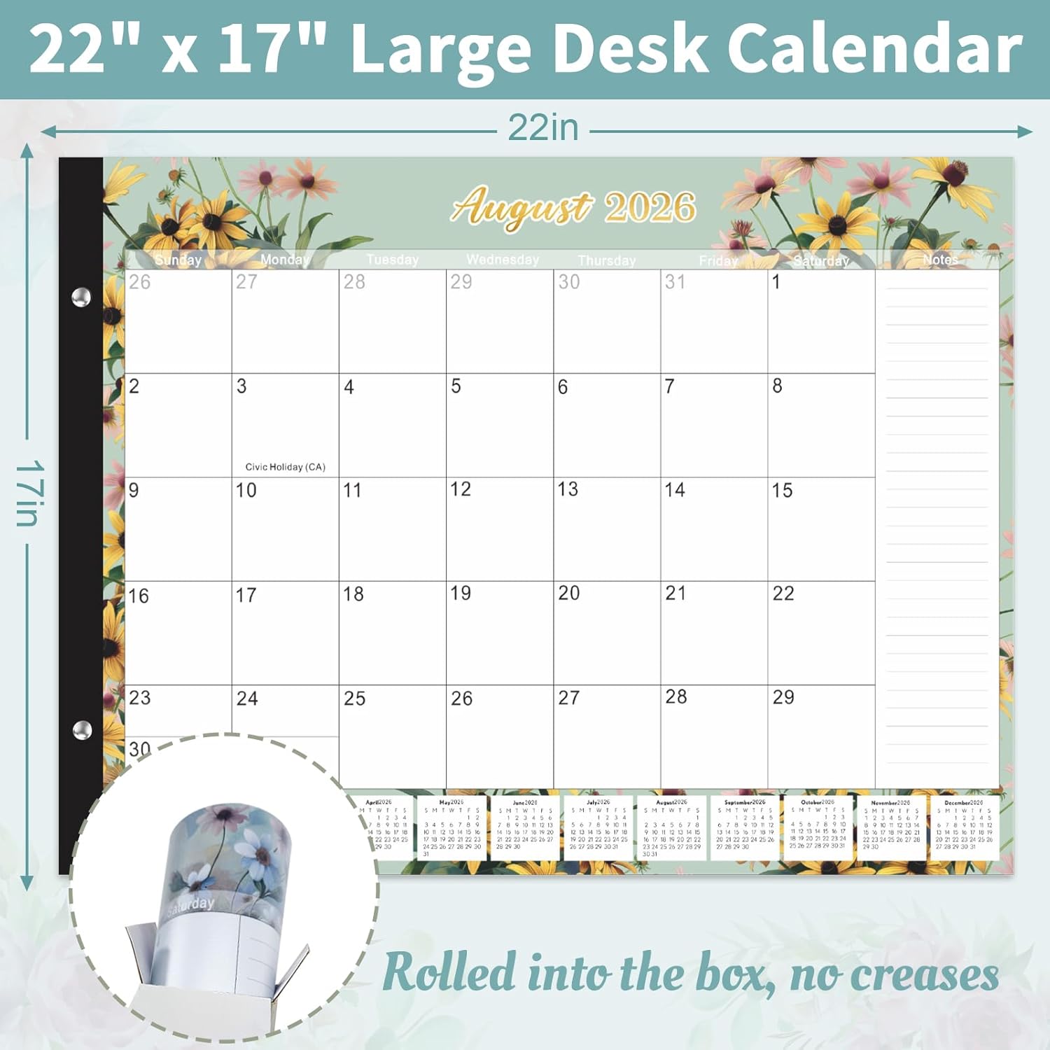 Gannyfer Desk Calendar 2026 - 18 Month Large Desk Calendar 2026-2027, Use January 2026 to June 2027, 22 x 17 Desktop Pad Calendar, Office Supplies Perfect for Planning and Organizing In Your Home, School or Office(6 Stickers Included)