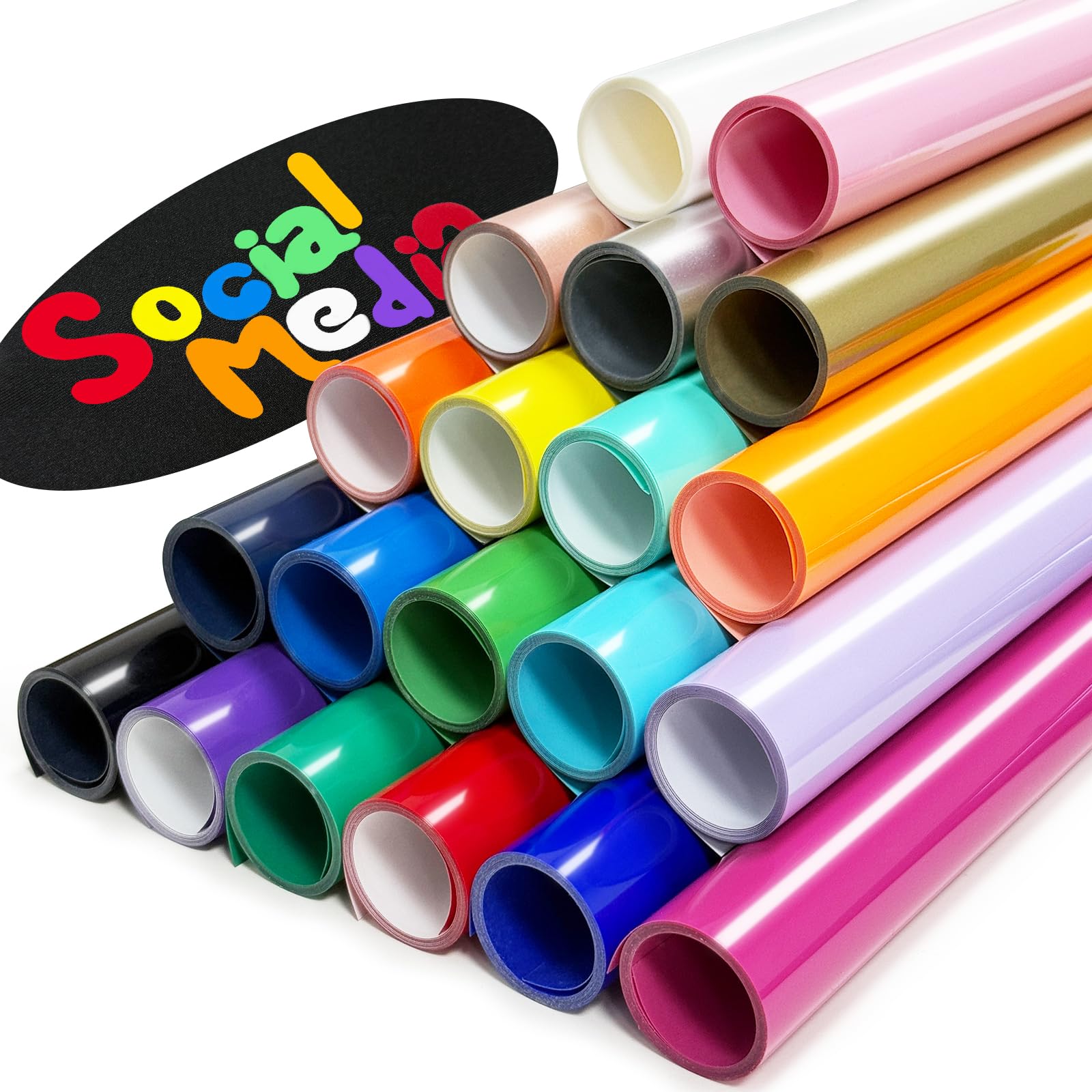 HTV Heat Transfer Vinyl Bundle 20 Pack - 12" x 3FT Each, Easy Weed Iron On Vinyl for T-Shirts/Hats/Bags, Cricut Silhouette Compatible, Premium Adhesive for Christmas DIY Crafts & Daily Gifts