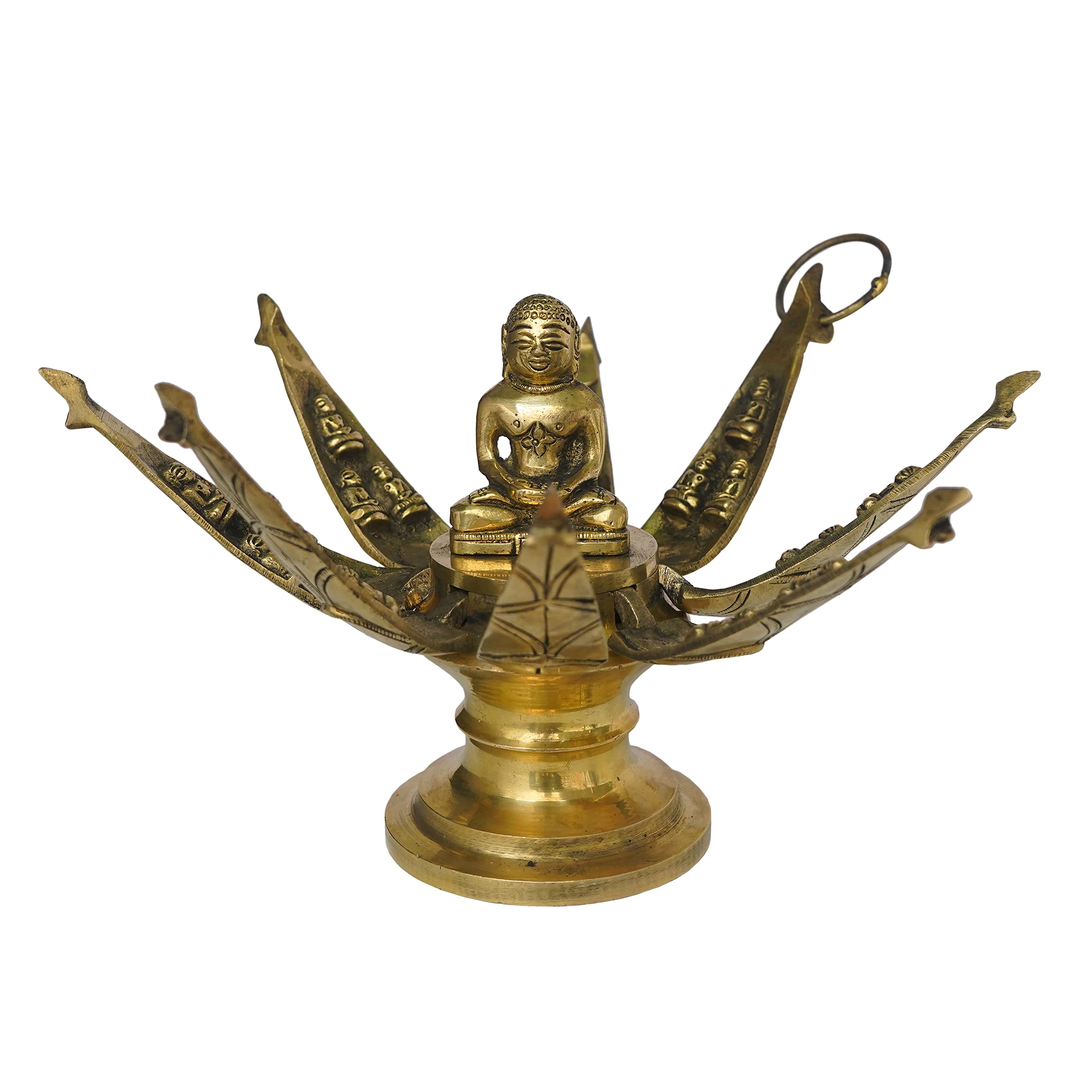 Brass Medium Size God Mahaveer for Pooja Temple Home Decor Handicraft Art, Golden Yellow, 11 x 3 x 7 Inch (L x W x H)