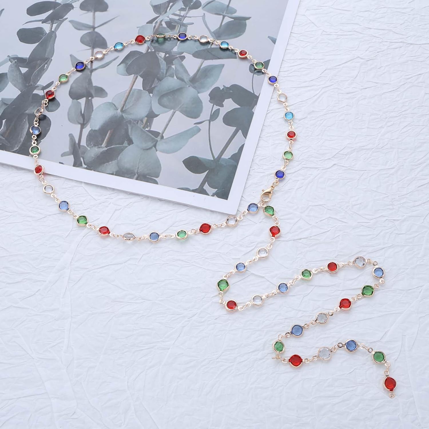 Colorful Rhinestone Y Chain Necklace Gold Long Crystal Y Lariat Necklace Rainbow Rhinestone Choker Necklaces Sparkly Long CZ Drop Chain Jewelry for Women - Image 5