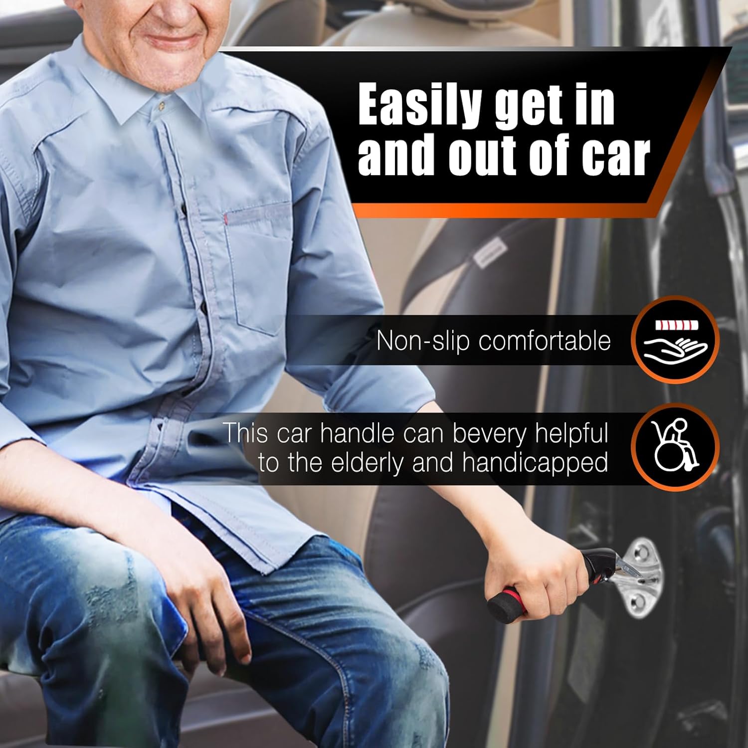 KOUNATSURI Car Handle Assist for Elderly Car Grab Handle Car Door Handle Multifunction Handle Car Door Latch Handle for Seniors and Handicapped(Red) 3 71XakDhTwEL. AC SL1500