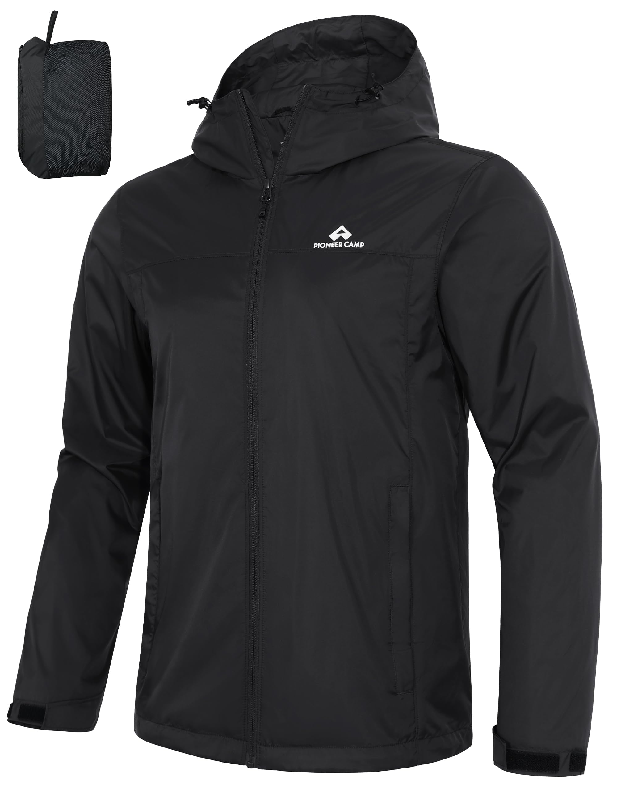 Pioneer Camp Herren Regenjacke Wasserdicht Atmungsaktiv Leichte Winddicht Windbreaker Packbare Outdoorjacke with Reißverschluss Taschen und Kapuze
