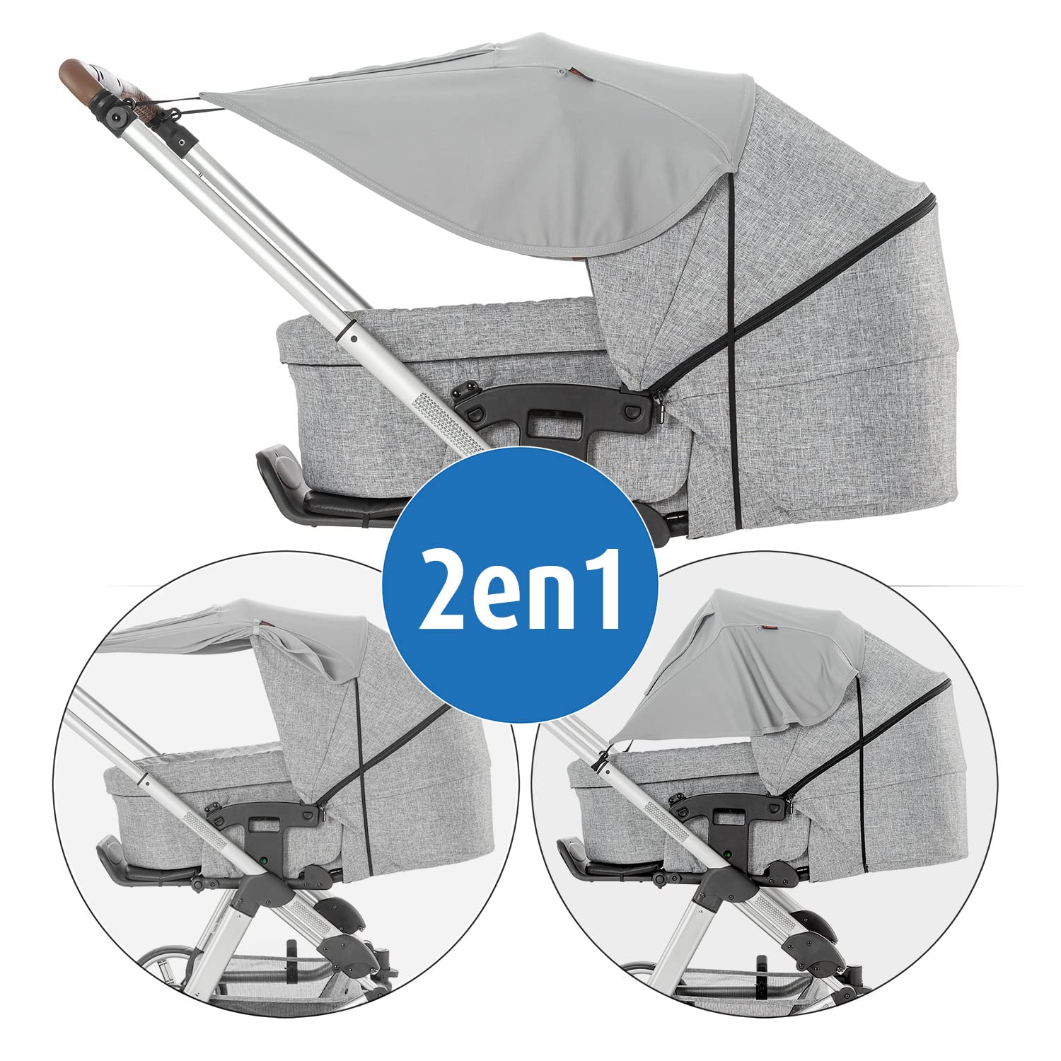 reer ShineSafe - Toldo y paño para cochecito de bebé, color gris
