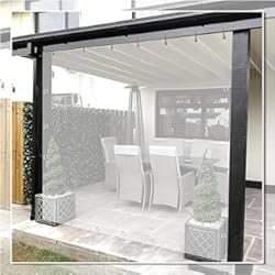 Paneles Policarbonato WZYJLyds Paneles Laterales de Lona Impermeable Transparente, Cortinas de Lona Exterior Lona de Plástico PVC para Pérgola, Porche, Patio, Cenador, Cochera, con Ojales (Color : Clear, Tamaño : 2.5x5m)