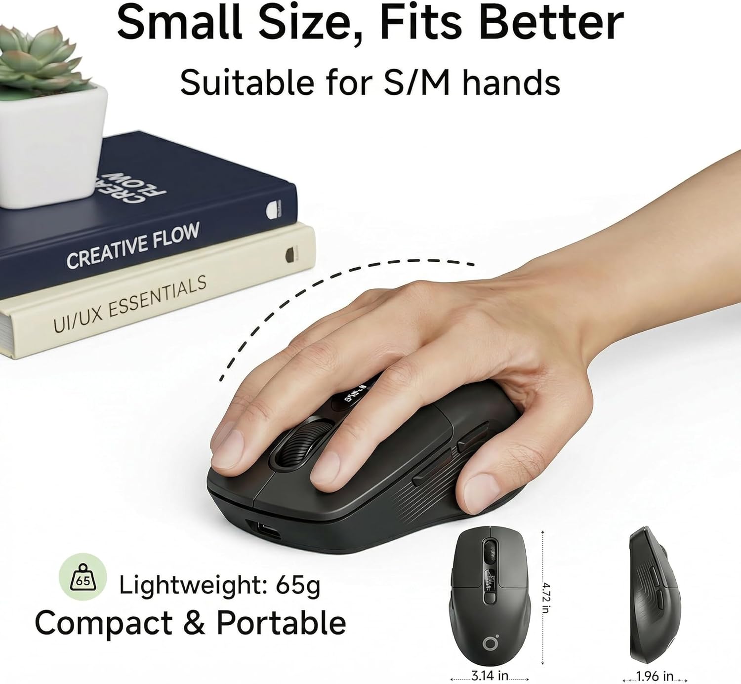 Wireless Bluetooth Mouse,Dual Mode (2.4G&BT) Rechargeable with LED DPI/Battery Display,Silent Click,3 DPI Levels,for Laptop/PC/Mac/iPad(Black