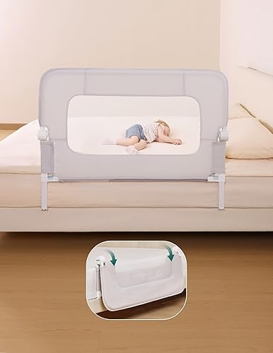 BABELIO Barandilla de cama para niños pequeños, 43 pulgadas de ancho con columpio hacia abajo y altura ajustable para niños, ancianosadultos,