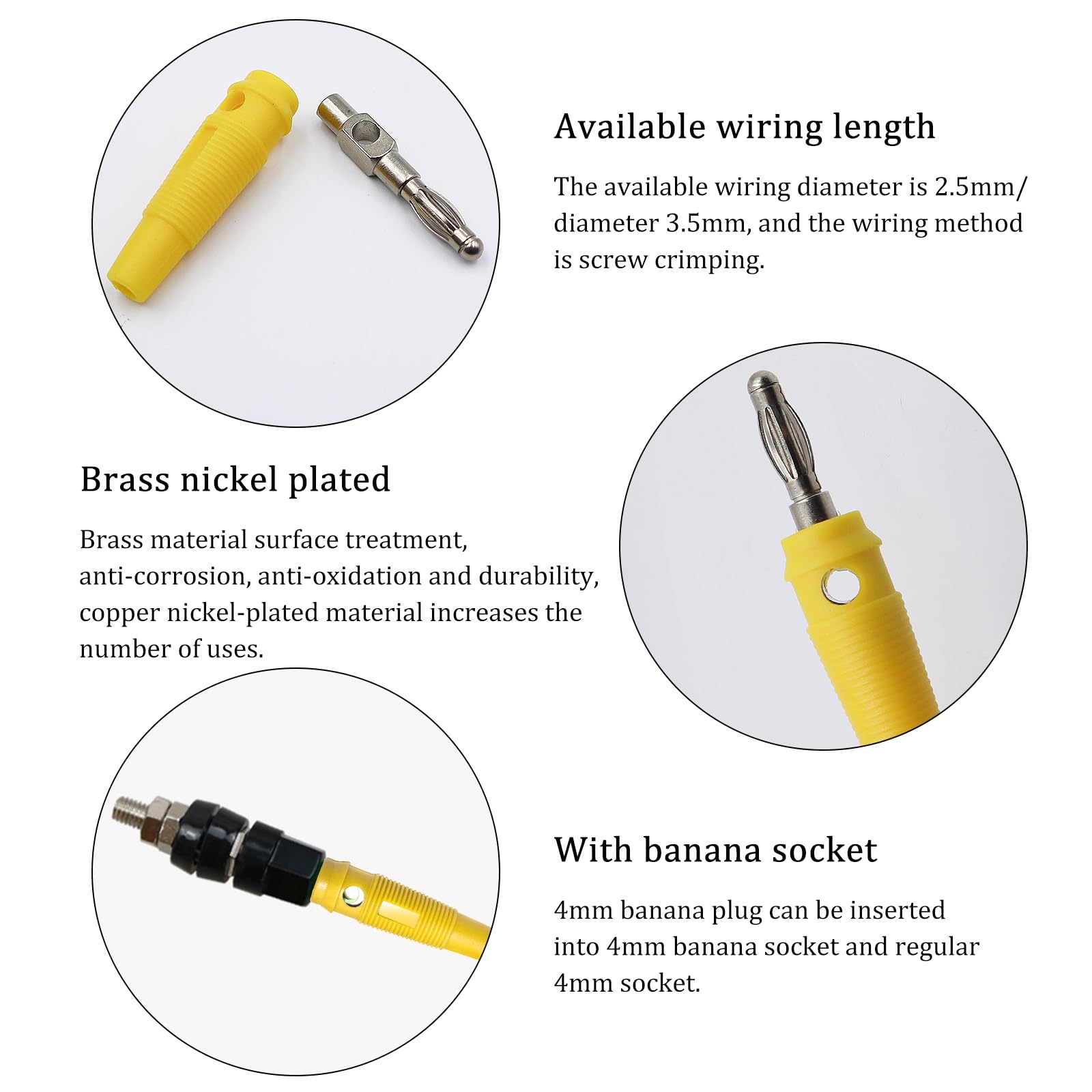 Connettori Banana 4mm:16 Pezzi Banana Plugs 20A Connettori a Banana 4 mm Connettore per Hifi Sistemi Stereo Cavi Altoparlanti Amplificatori Ricevitori AV Amplificatori di Potenza(Blu Giallo)