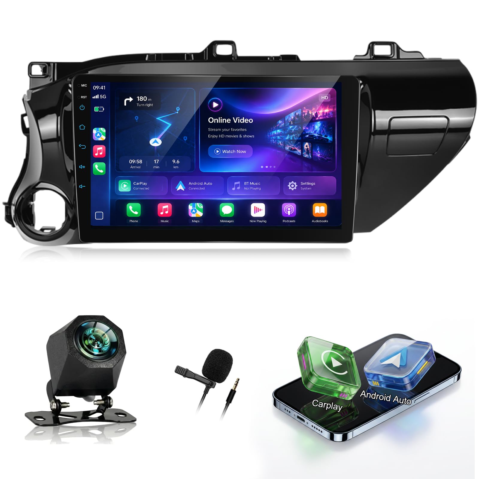 NHOPEEW Autoradio pour Toyota Hilux 2016-2018 avec vidéo en Ligne