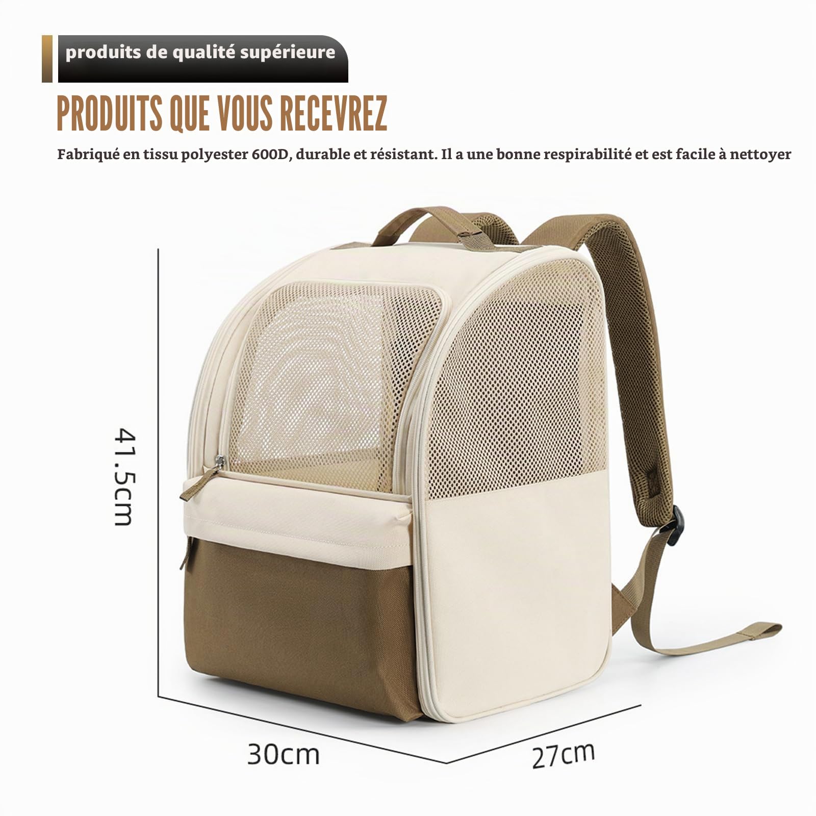 Sac à dos pliable pour chat - Boîte de transport pour chat et chat - Sac à dos portable avec fenêtre en maille - Aéré - Léger - Facile à transporter - Capacité de 15 kg