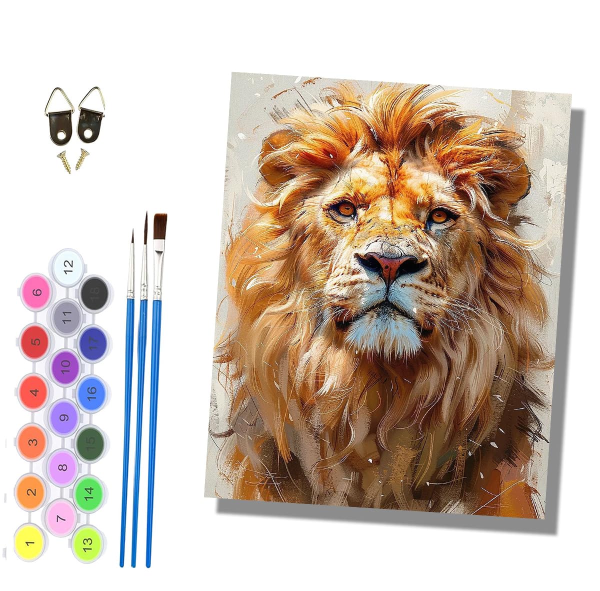 HONGPZH Paint by Numbers for Adults and Beginner Painting by Number Without Frame Oil Paintings on Canvas House Wall Decor 16x20in A Magnificent Lion