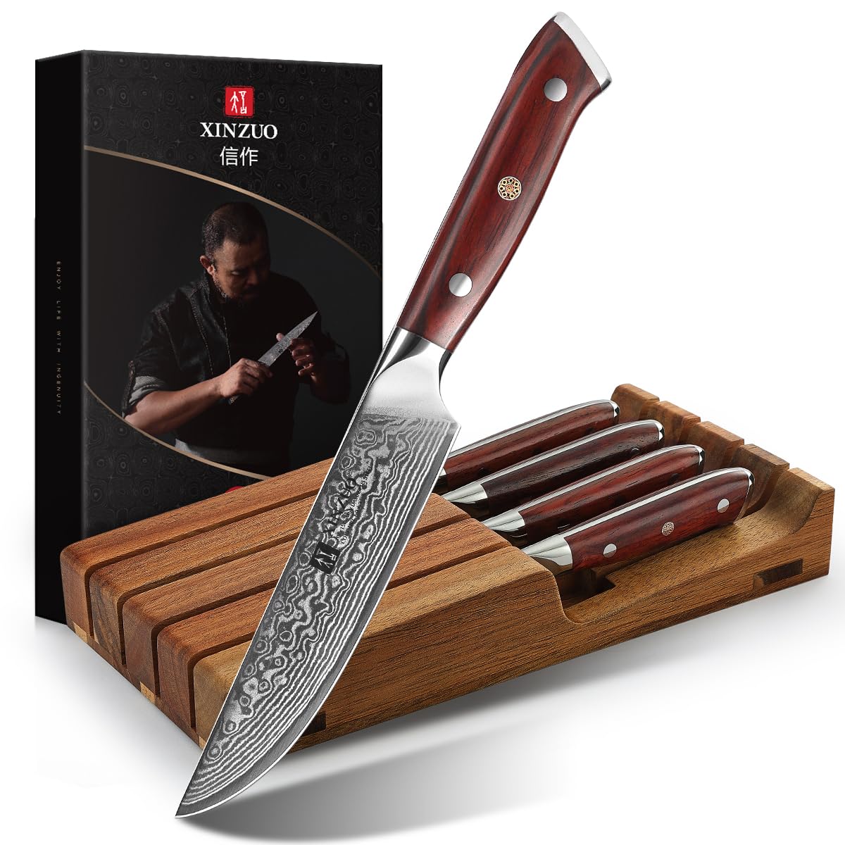 XINZUO 10 Inch Damascus Chef Knife Kitchen Knife Sharp Gyuto Knife Stainless Steel Fashion Professional Chef's Knife with Rosewood Handle — Amazon image 10