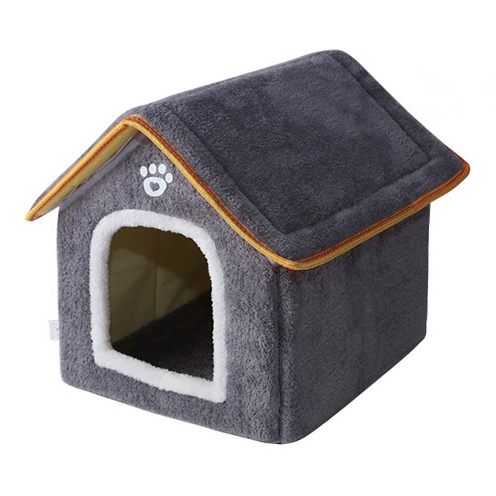 Cat House Dog Cat Bed Self Warming Washable Removable Pet Cat Nest Pet Tent Cave Bed for Puppy Kitten Dog Chihuahua Poodle, Gray S