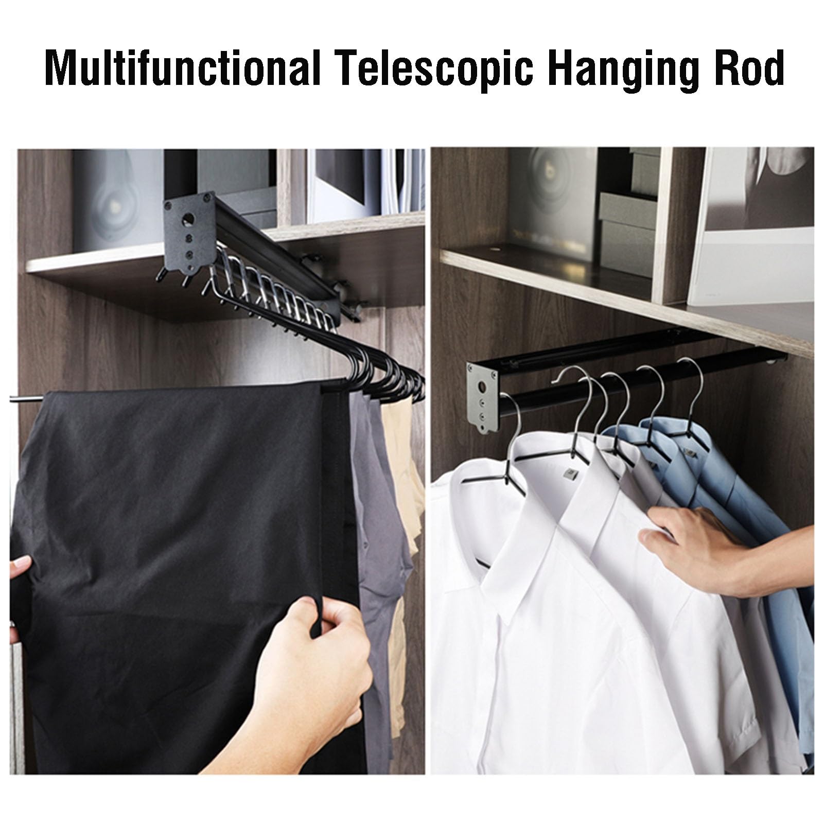 Appendiabiti Estraibile per Pantaloni, Asta Appendiabiti Estraibile Regolabile per Armadio e Porta Pantaloni, Binario Appendiabiti salvaspazio per riporre Gli Abiti nell'armadio, capacità 20