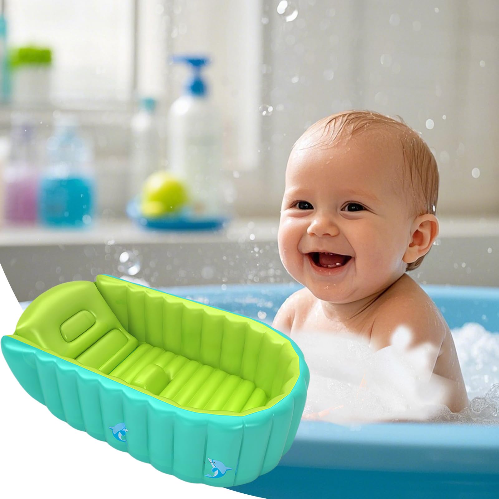 Vasca per bambini, vasca per bambini Vasca da bagno da viaggio gonfiabile | Protezione della colonna vertebrale, poggiatesta scanalata ergonomica, articoli per bambini per bamb