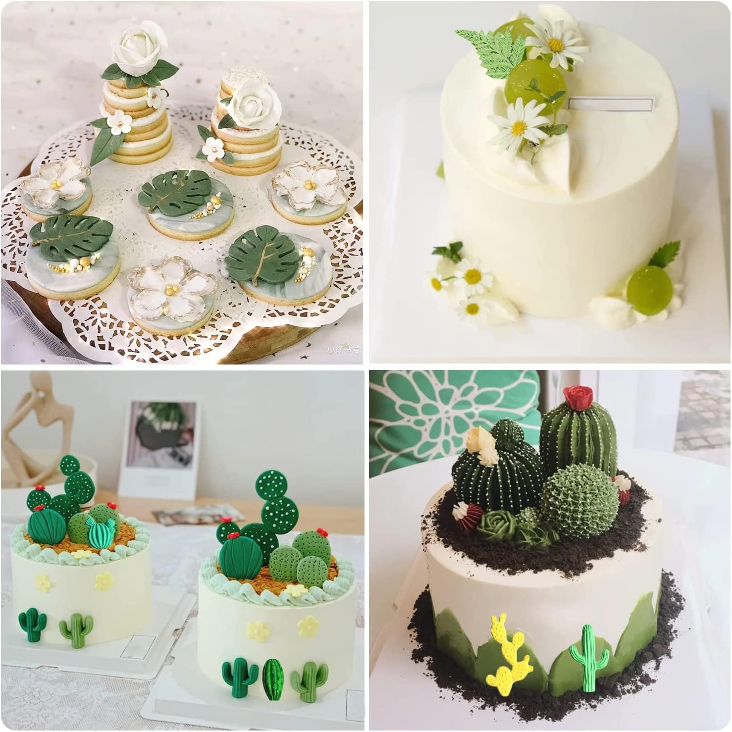 サボテン シリコンモールド トロピカルリーフ シダの葉 フォンダン モールド シュガーガムペースト チョコレート キャンディケーキ