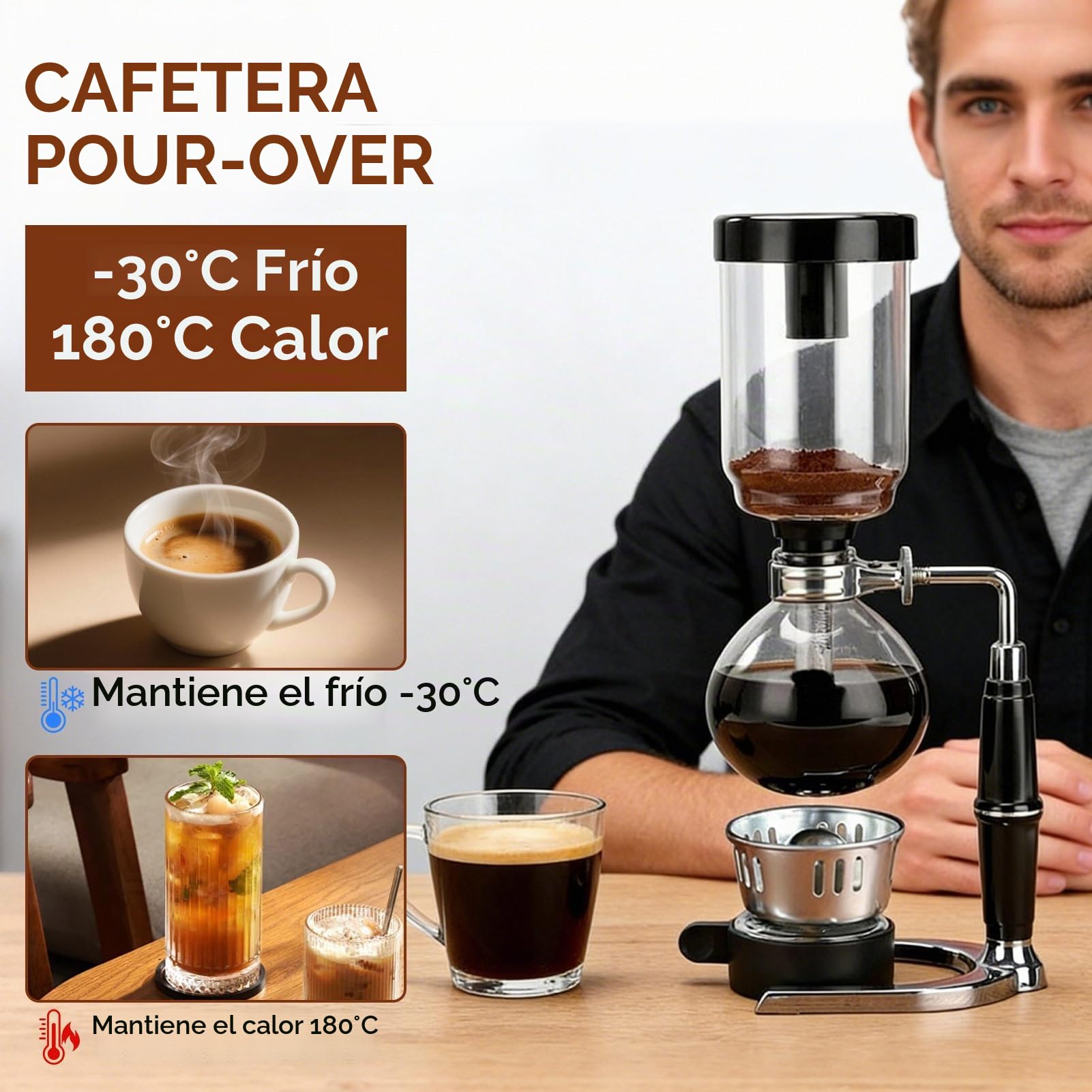 Cafetera Elaborada A Mano, Base Estable Tipo Sifón Verter Sobre La Cafetera Goteador De Café Cafeteras Para Café Frío Máquinas De Café Cafetero Espresso Cafetero De Sifón Para La Oficina En El Hogar