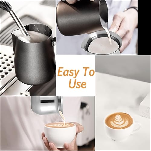Miniatura 6 de Taza para verter espresso, 3 onzas, de acero inoxidable, crema de metal, crema de metal, taza para espumar, jarra de espuma para leche, crema,