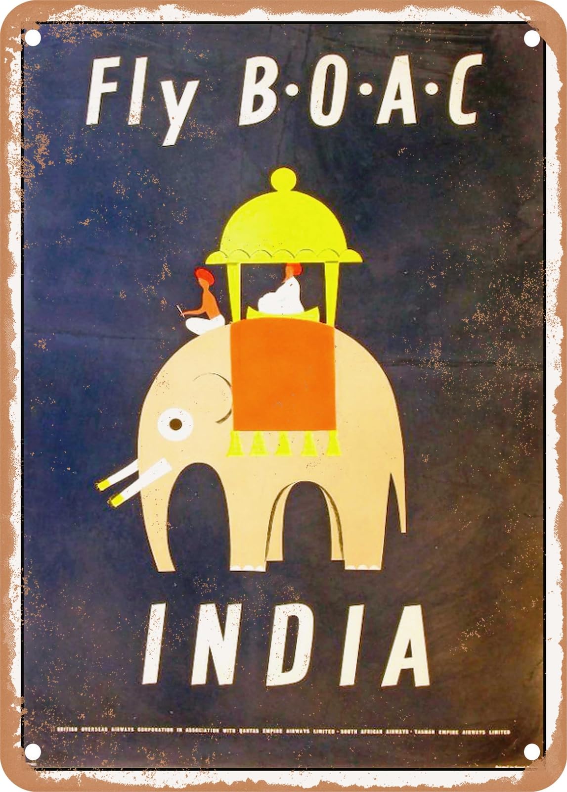 METAL SIGN - 1953 Fly BOAC India 3 Vintage Ad home decor