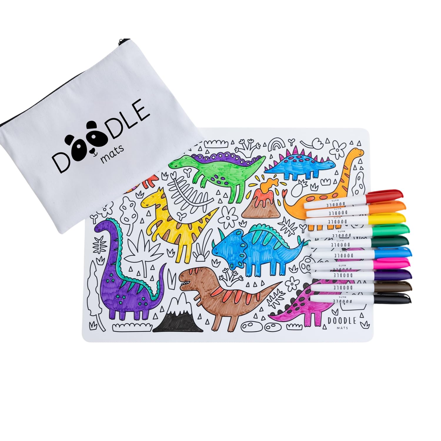 Doodle Mats Reusable Dinosaur Colouring Mat for Kids
